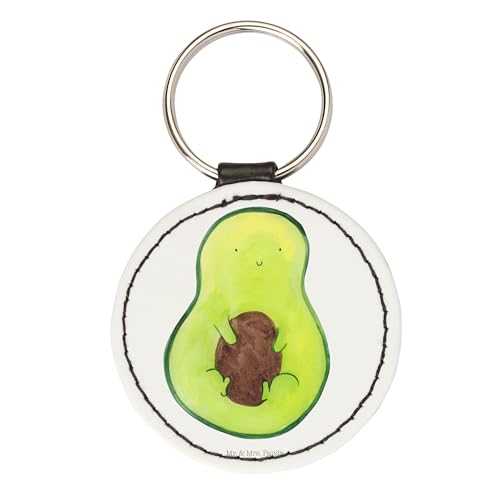 Mr. & Mrs. Panda Rund Schlüsselanhänger Avocado mit Kern - Geschenk, Schutzengel, Glücksbringer, Veggie, Gesund, Avokado, Avocadokern, Spruch Leben, von Mr. & Mrs. Panda