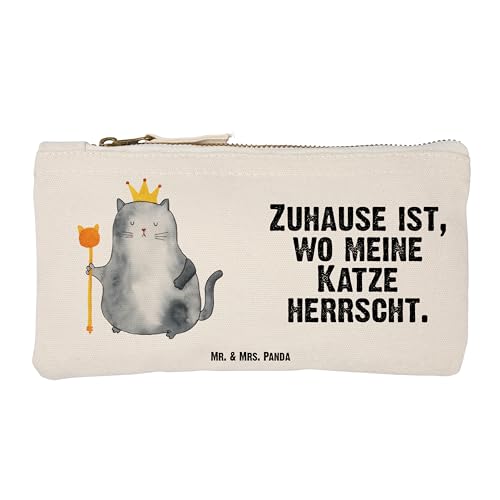 Mr. & Mrs. Panda Größe S Klein Schminktasche Katzen Koenig - Geschenk, Schminketui, Katzenaccessoires, Katzenfan, MIAU, Kosmetiketui, Katzendeko, von Mr. & Mrs. Panda