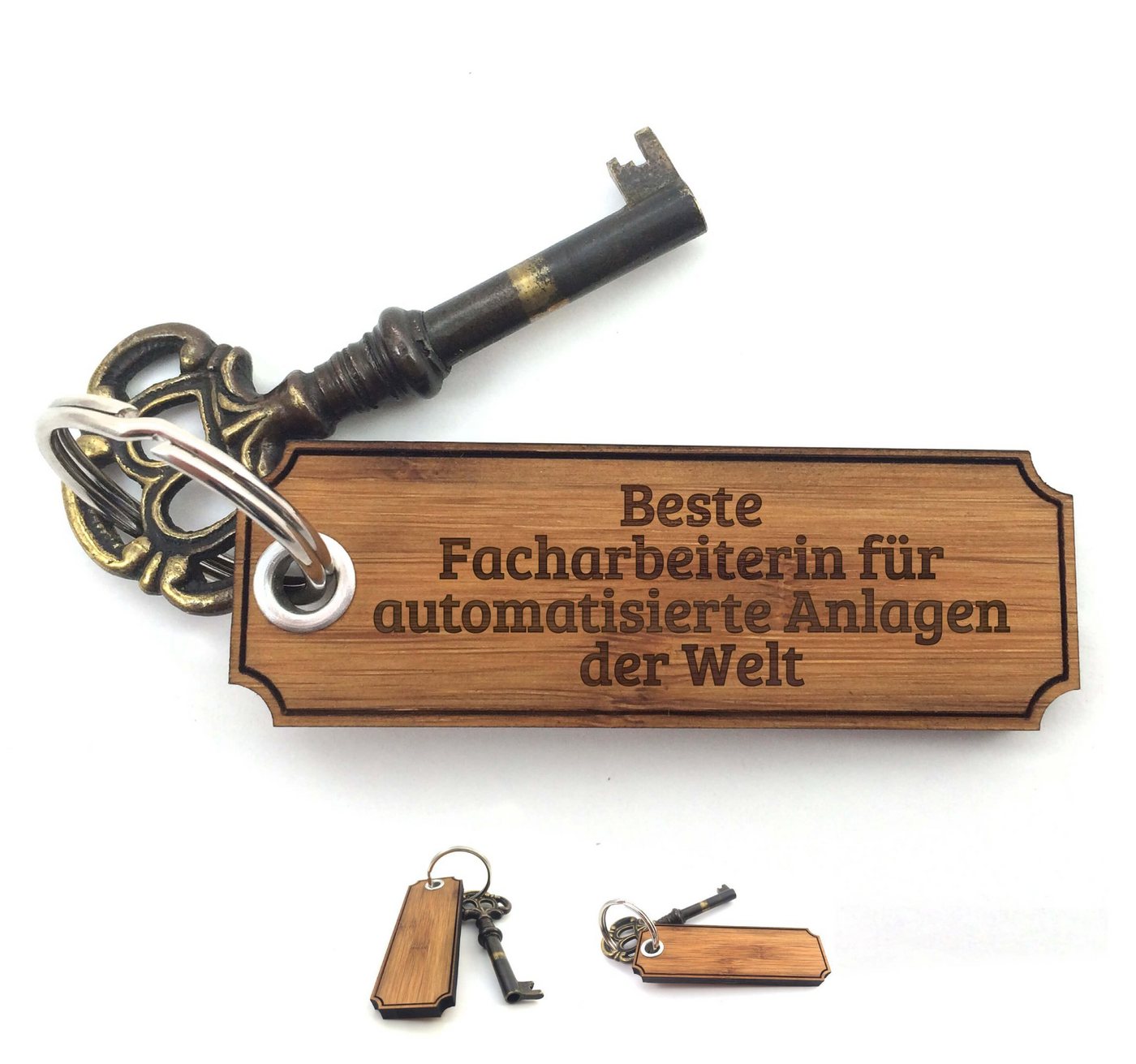Mr. & Mrs. Panda Schlüsselanhänger Facharbeiterin für automatisierte Anlagen - Bambus - Geschenk, Schenk (1-tlg) von Mr. & Mrs. Panda