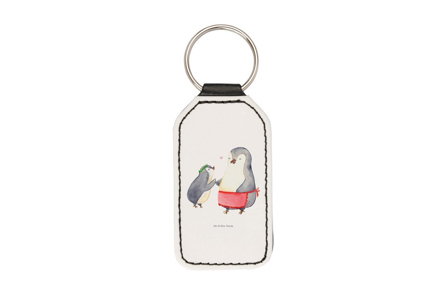 Mr. & Mrs. Panda Schlüsselanhänger Pinguin mit Kind - Weiß - Geschenk, Mama, Vorbild Mama, Familie, Mutt (Packung, 1-tlg., Rechteckig Schlüsselanhänger Pinguin mit Kind), Botschaft der Liebe von Mr. & Mrs. Panda