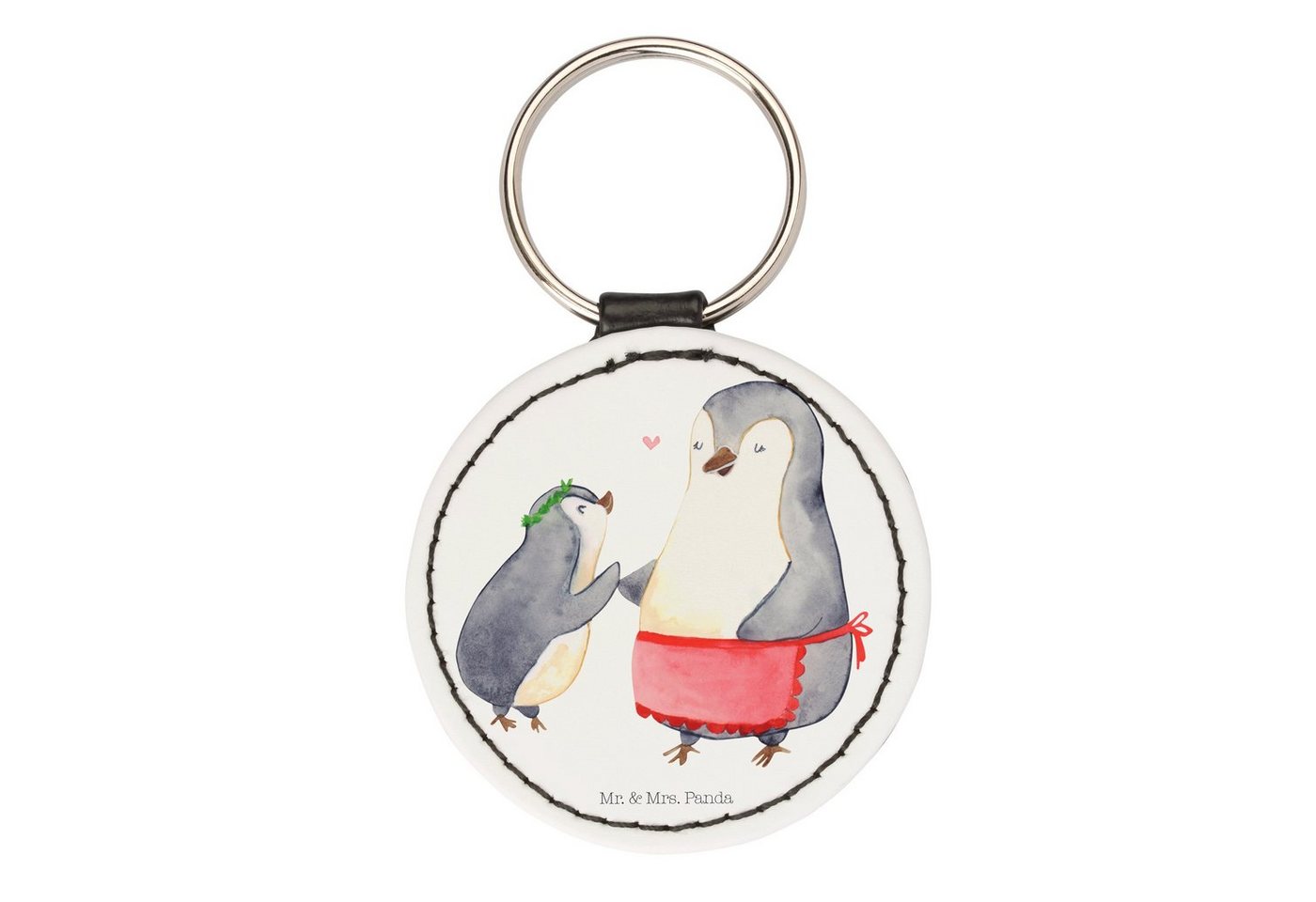 Mr. & Mrs. Panda Schlüsselanhänger Pinguin mit Kind - Weiß - Geschenk, Mutter, Glücksbringer, Danke Mama (Packung, 1-tlg., Rund Schlüsselanhänger Pinguin mit Kind), Fantasievolles Design von Mr. & Mrs. Panda