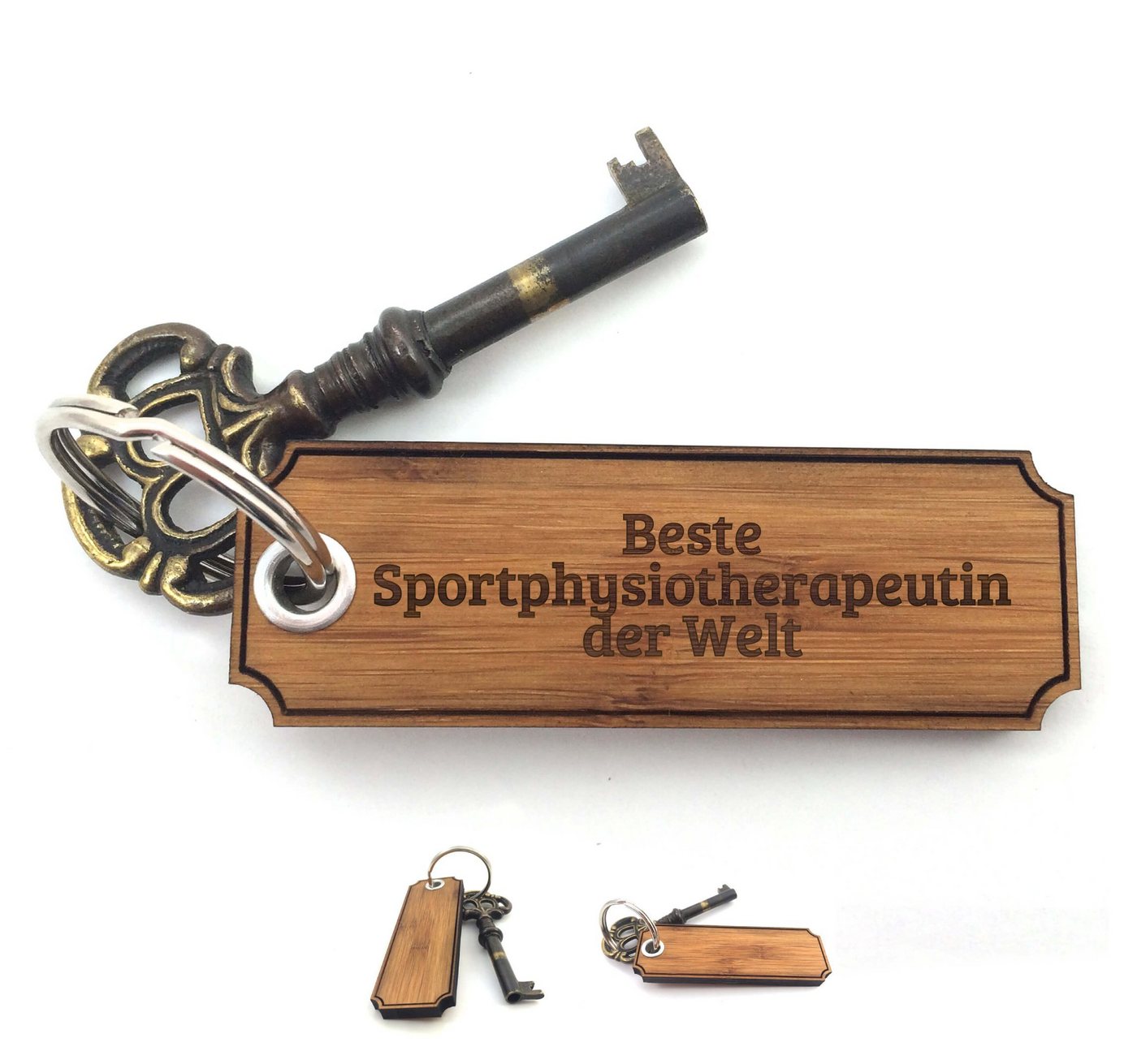 Mr. & Mrs. Panda Schlüsselanhänger Sportphysiotherapeutin - Bambus - Geschenk, Abschied, Schenken, Gravu (1-tlg) von Mr. & Mrs. Panda