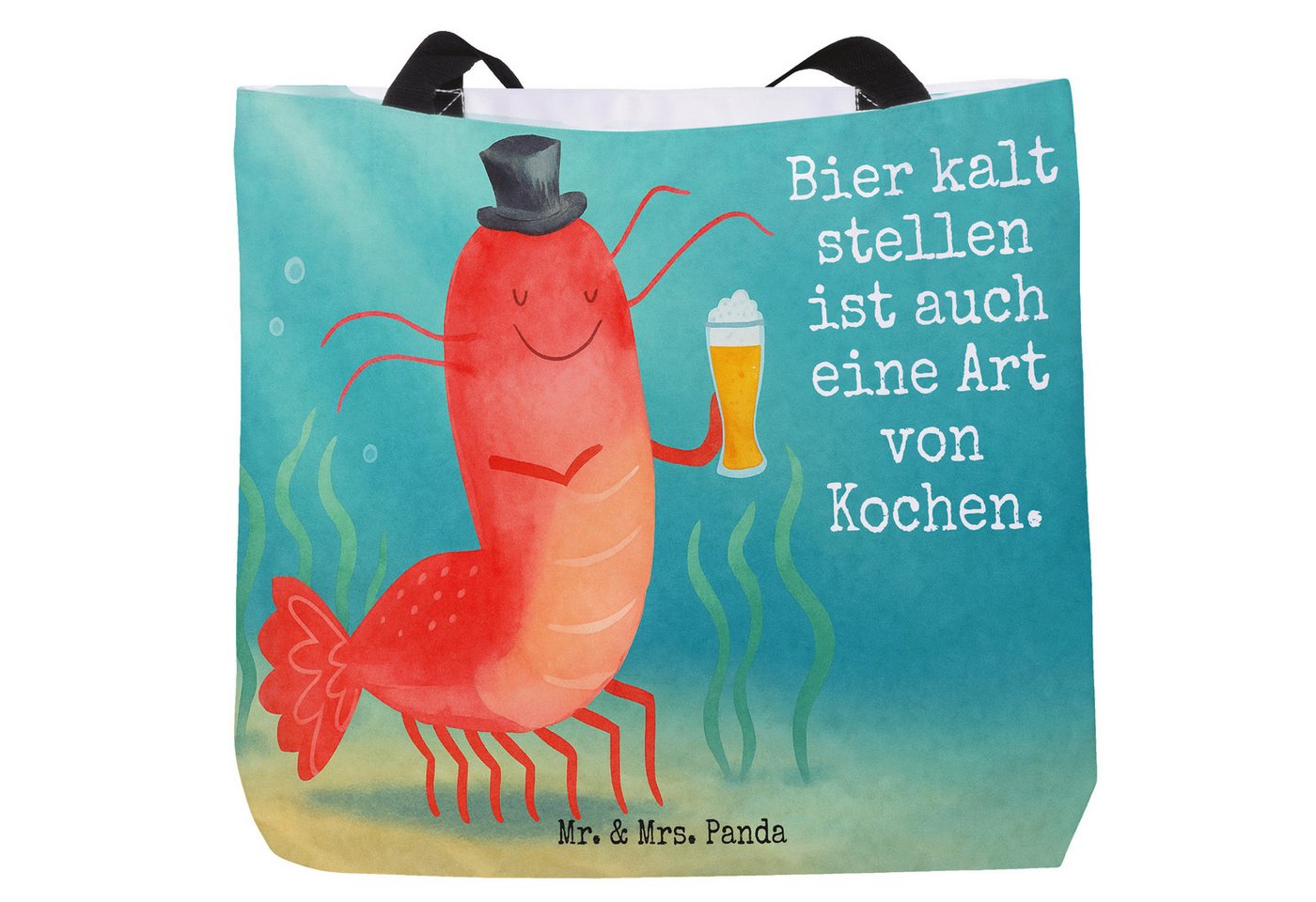 Mr. & Mrs. Panda Shopper Hummer Weizen Design, Shopper, Weiß, Schultertasche, Garnele, Kneipe, (Packung, 1-tlg) von Mr. & Mrs. Panda