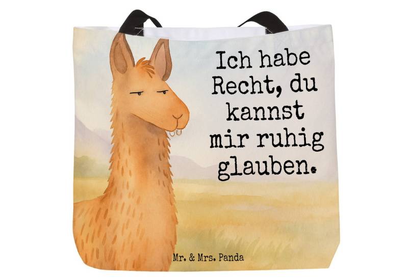 Mr. & Mrs. Panda Shopper Lamakopf Genervt Design, Shopper, Weiß, Chef, Schultertasche, Lama, L (Packung, 1-tlg) von Mr. & Mrs. Panda