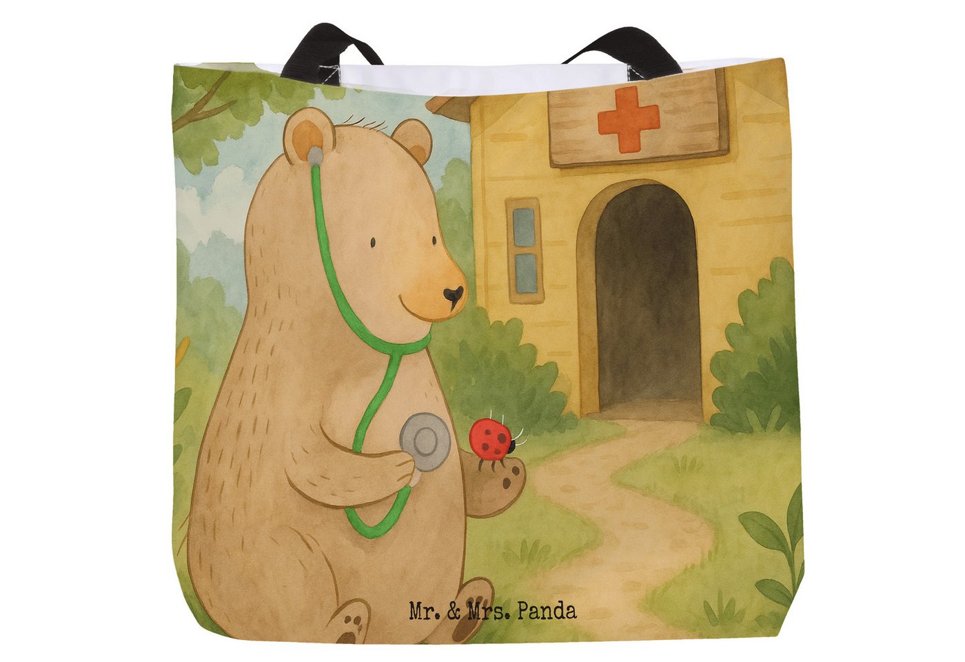 Mr. & Mrs. Panda Shopper Bär Arzt Design, Shopper, Weiß, Doktor, Schultertasche, Ärztin, Profe (Packung, 1-tlg) von Mr. & Mrs. Panda