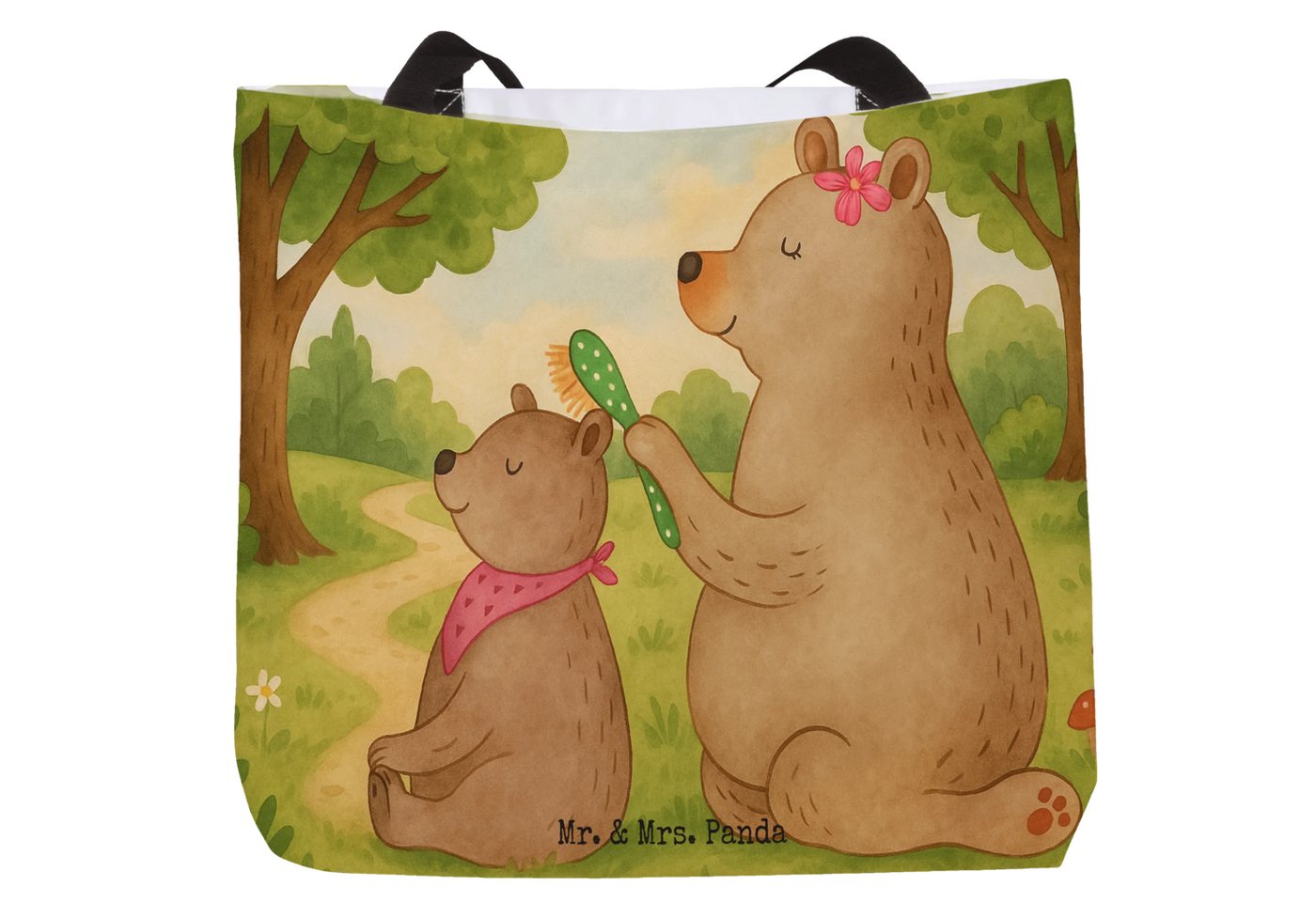 Mr. & Mrs. Panda Shopper Bär Kind Design - Weiß - Geschenk, Mama, Tochter, Muttertag, Mutti, A (Packung, 1-tlg., Shopper Bär mit Kind), Ergonomischer Griff von Mr. & Mrs. Panda