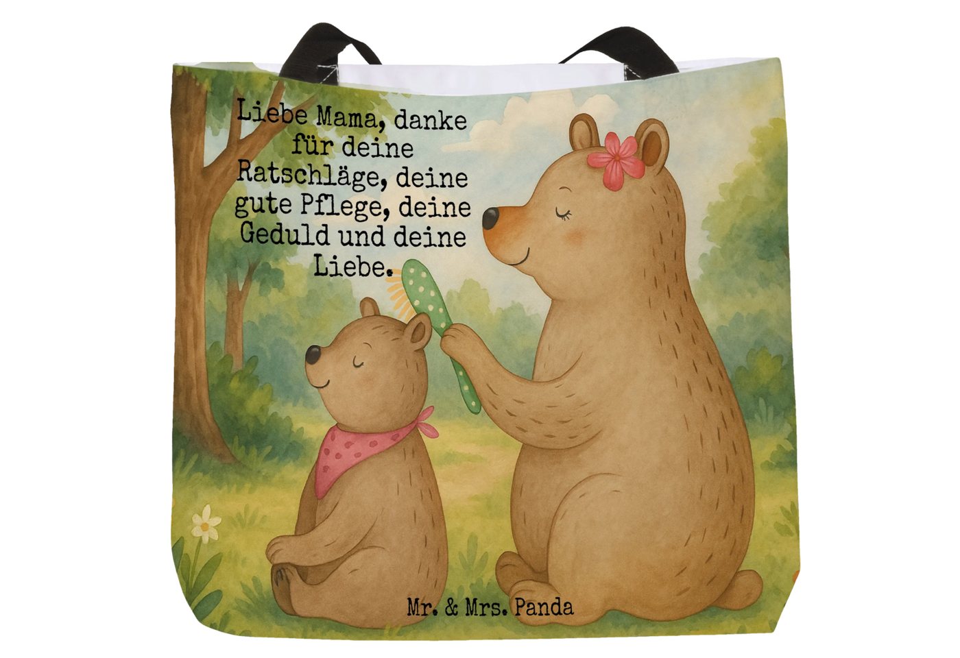Mr. & Mrs. Panda Shopper Bär Kind Design - Weiß - Geschenk, Tasche, Tragebeutel, Shopper, Mutt (Packung, 1-tlg., Shopper Bär mit Kind), Süße Motive von Mr. & Mrs. Panda