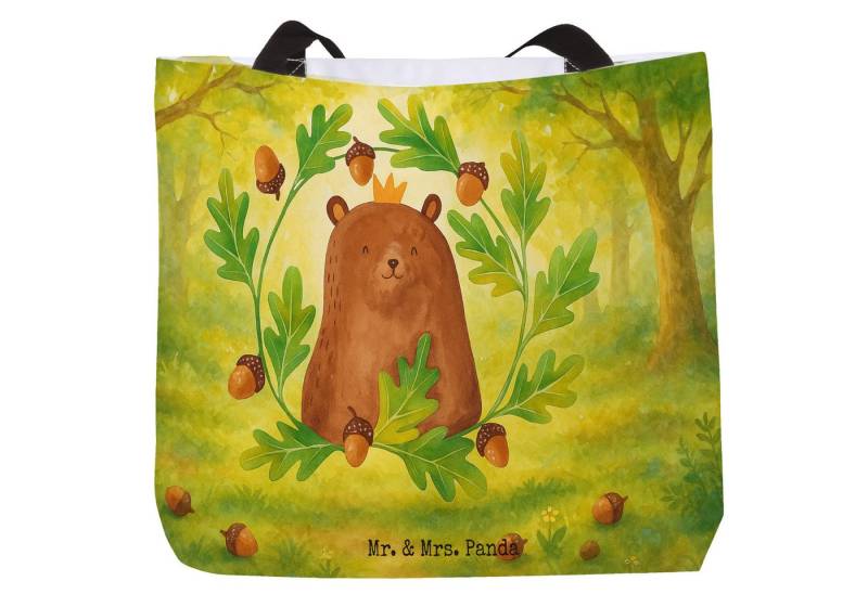Mr. & Mrs. Panda Shopper Bär König Design, Shopper, Weiß, Tüte, Schultertasche, Dad, Vater, Pa (Packung, 1-tlg) von Mr. & Mrs. Panda
