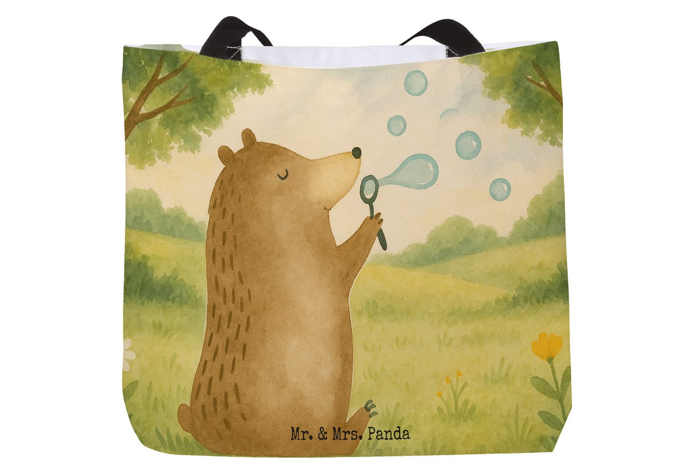 Mr. & Mrs. Panda Shopper Bär Seifenblasen Design, Shopper, Weiß, Schultertasche, Shopper, XL, (Packung, 1-tlg) von Mr. & Mrs. Panda