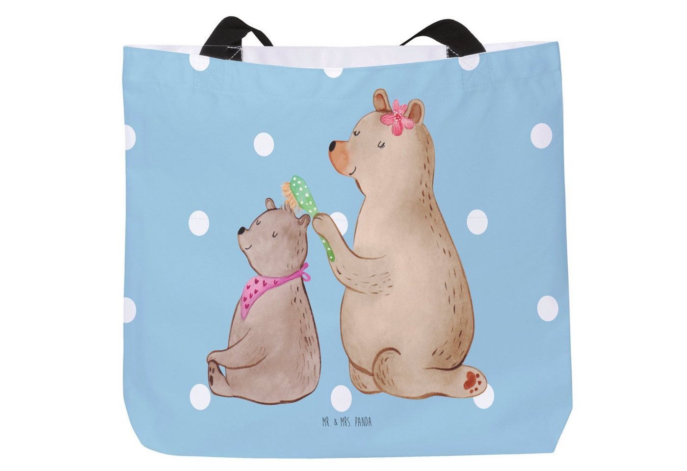 Mr. & Mrs. Panda Shopper Bär Kind - Blau Pastell - Geschenk, Mutter, Einkaufstasche, Mama, Opa (1-tlg), Trendiges Design von Mr. & Mrs. Panda