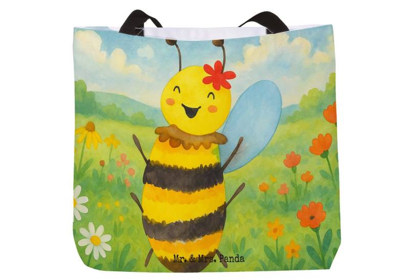 Mr. & Mrs. Panda Shopper Biene Happy Design, Shopper, Weiß, Strandtasche, Tüte, Schultertasche (Packung, 1-tlg) von Mr. & Mrs. Panda