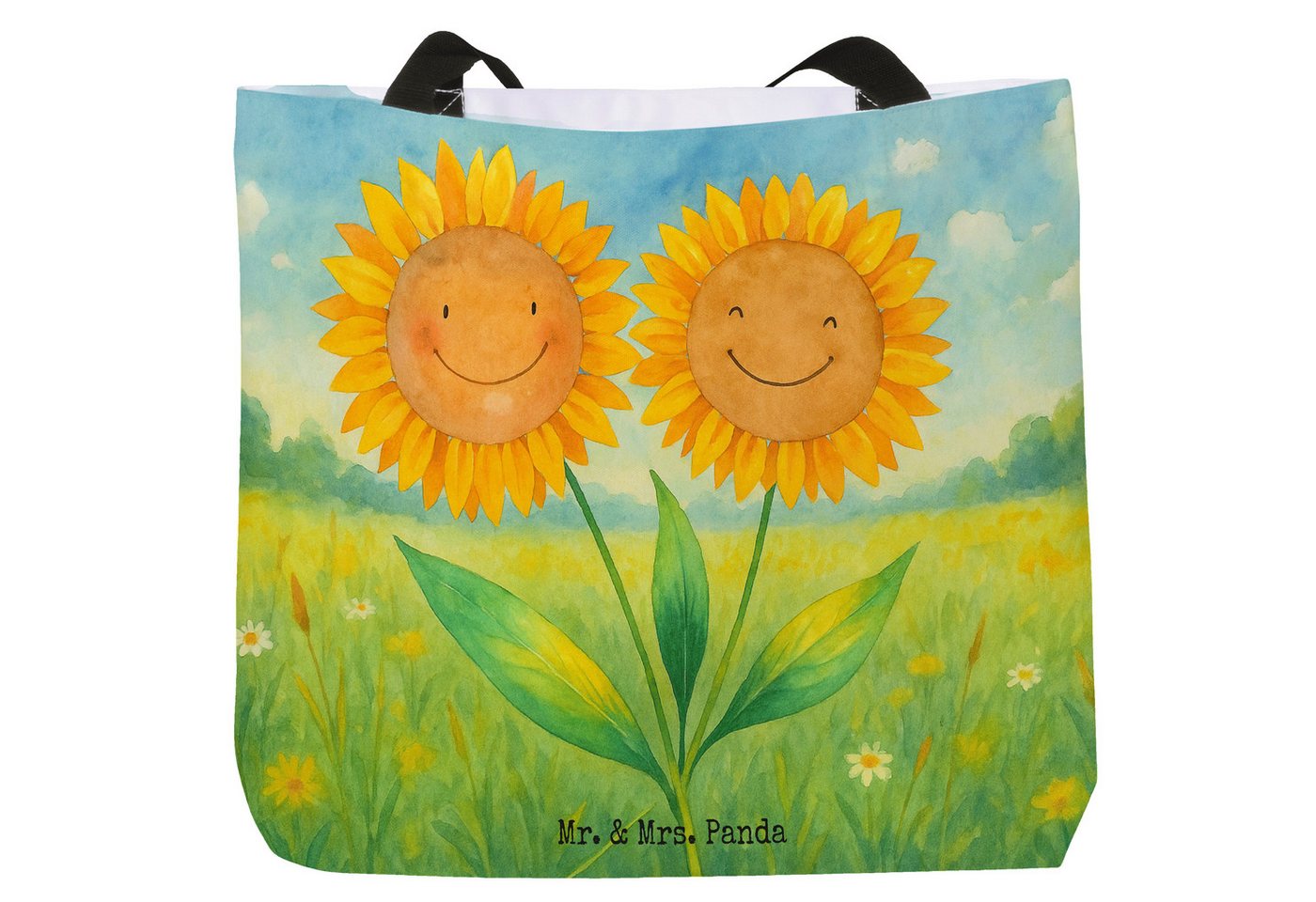 Mr. & Mrs. Panda Shopper Blume Sonnenblume Design, Shopper, Weiß, Schultertasche, Beste Freund (Packung, 1-tlg) von Mr. & Mrs. Panda