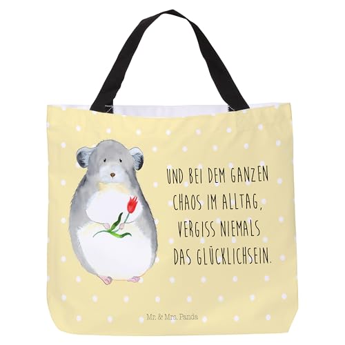 Mr. & Mrs. Panda Shopper Chinchilla mit Blume - Geschenk, Einkaufsbeutel, Tiere, lustige Sprüche, Gute Laune, Alltagstasche, Depressionen, Beutel, von Mr. & Mrs. Panda