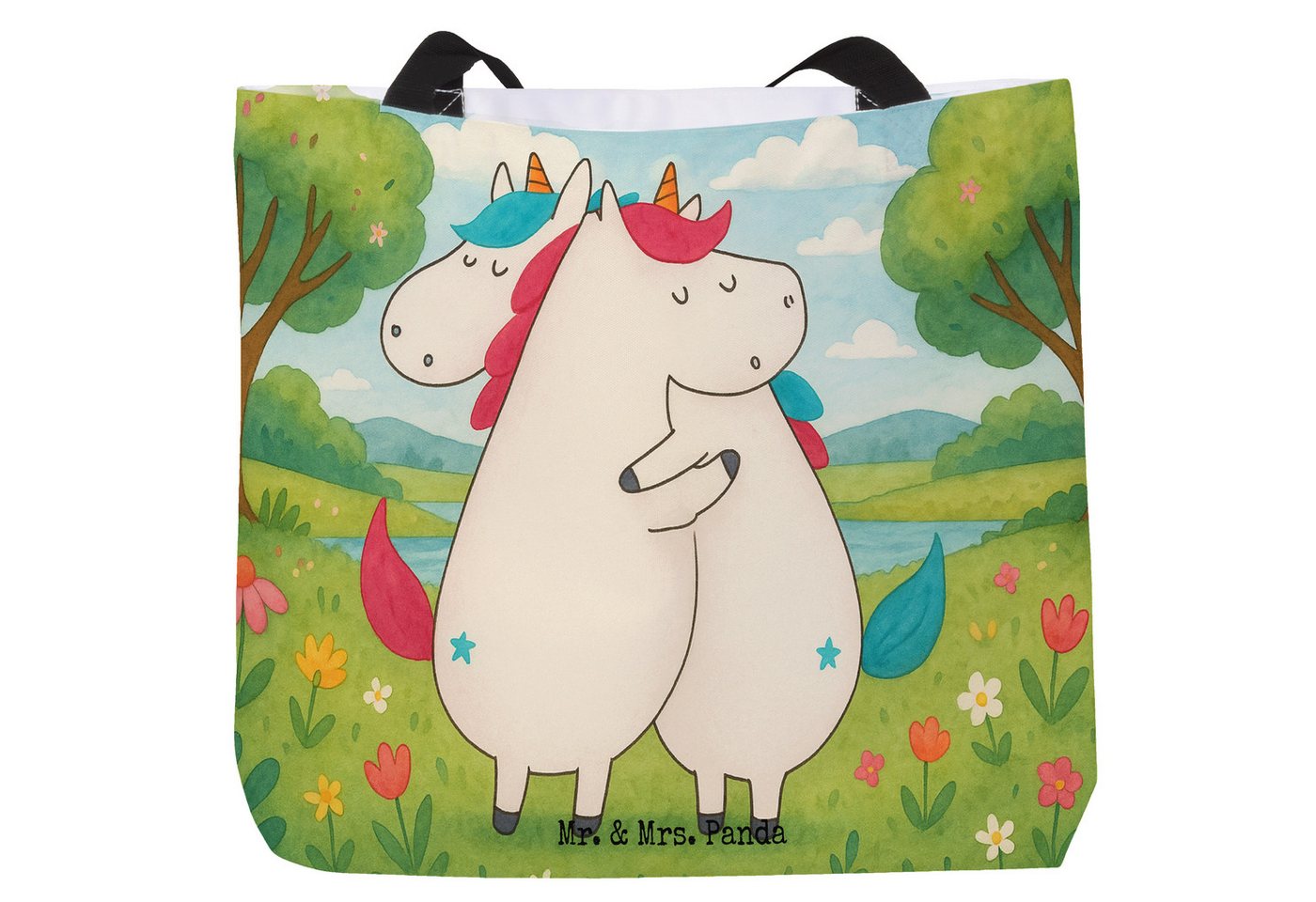 Mr. & Mrs. Panda Shopper Einhörner Umarmen Design, Shopper, Weiß, Freundinnen, Schultertasche, (Packung, 1-tlg) von Mr. & Mrs. Panda