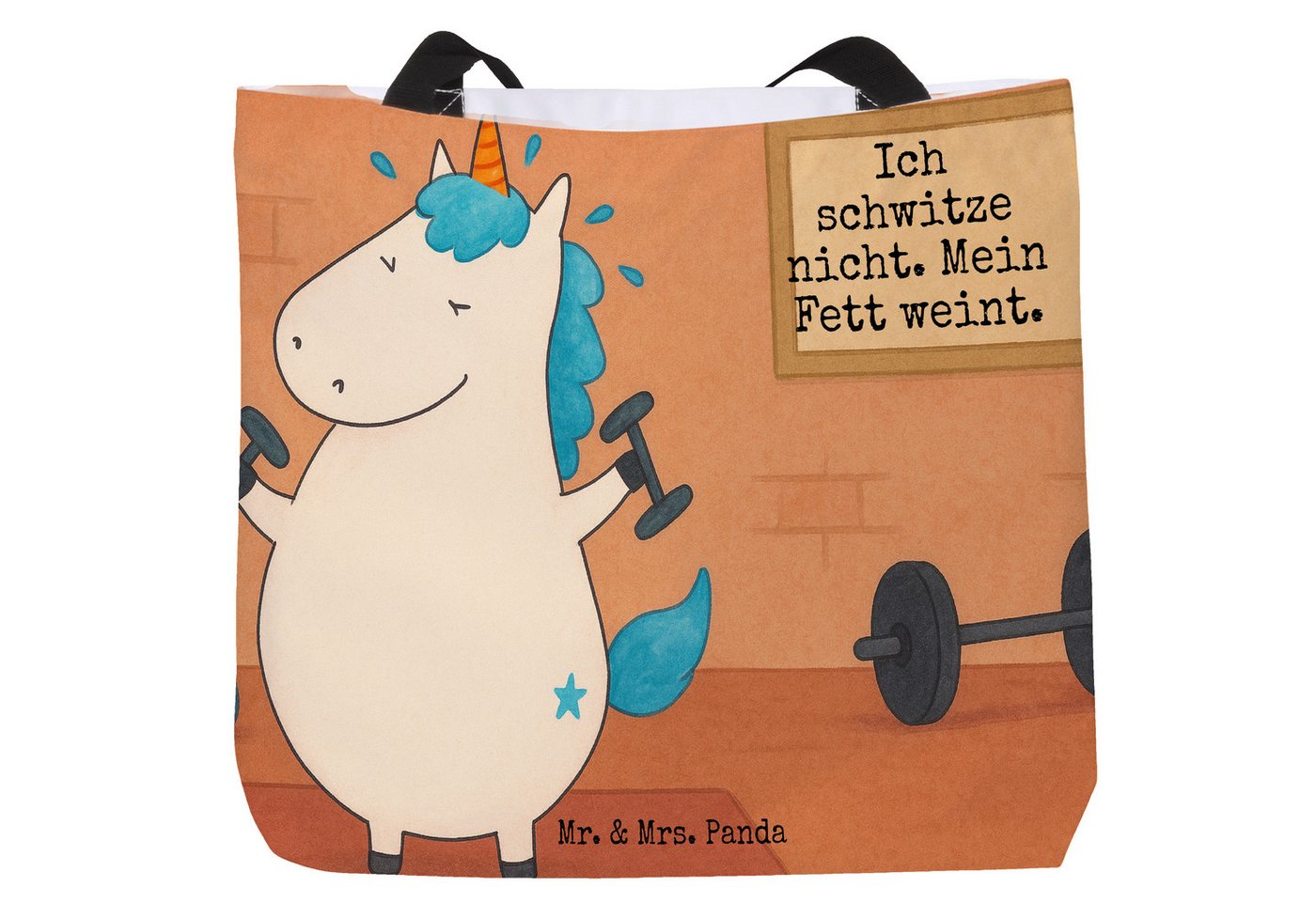 Mr. & Mrs. Panda Shopper Einhorn Fitness Design, Shopper, Weiß, Tüte, Unicorn, Schultertasche, (Packung, 1-tlg) von Mr. & Mrs. Panda