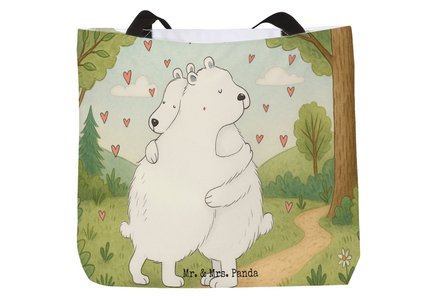 Mr. & Mrs. Panda Shopper Eisbär Umarmen Design - Weiß - Geschenk, Tasche, Gute Laune, Einkaufs (Packung, 1-tlg., Shopper Eisbär Umarmen), Ergonomischer Griff von Mr. & Mrs. Panda