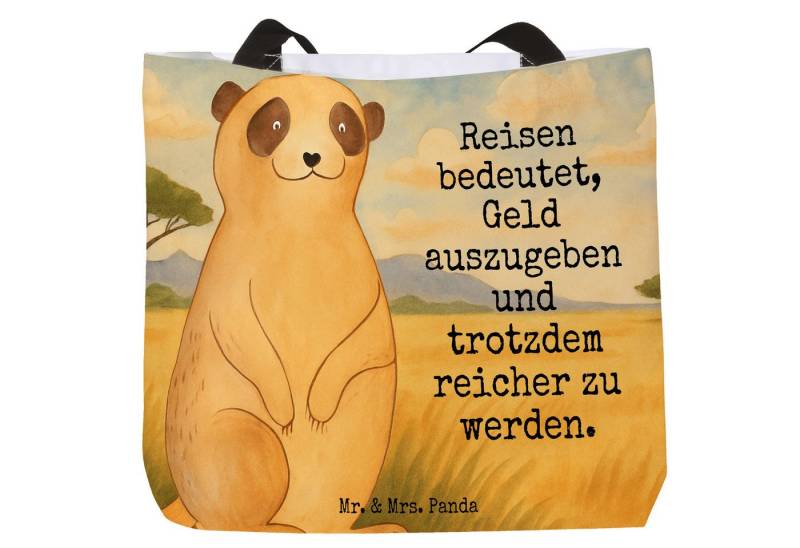 Mr. & Mrs. Panda Shopper Erdmännchen Design, Shopper, Weiß, XL, Schultertasche, Einkaufstasche (Packung, 1-tlg) von Mr. & Mrs. Panda