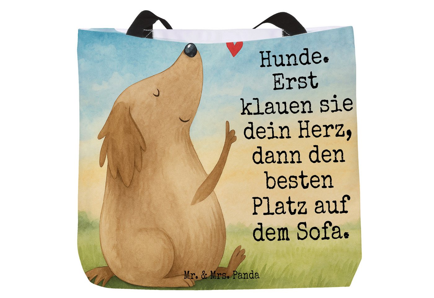 Mr. & Mrs. Panda Shopper Hund Liebe Design - Weiß - Geschenk, Beutel, Hundebesitzer, Hundeglüc (Packung, 1-tlg., Shopper Hund Liebe), Ergonomischer Griff von Mr. & Mrs. Panda
