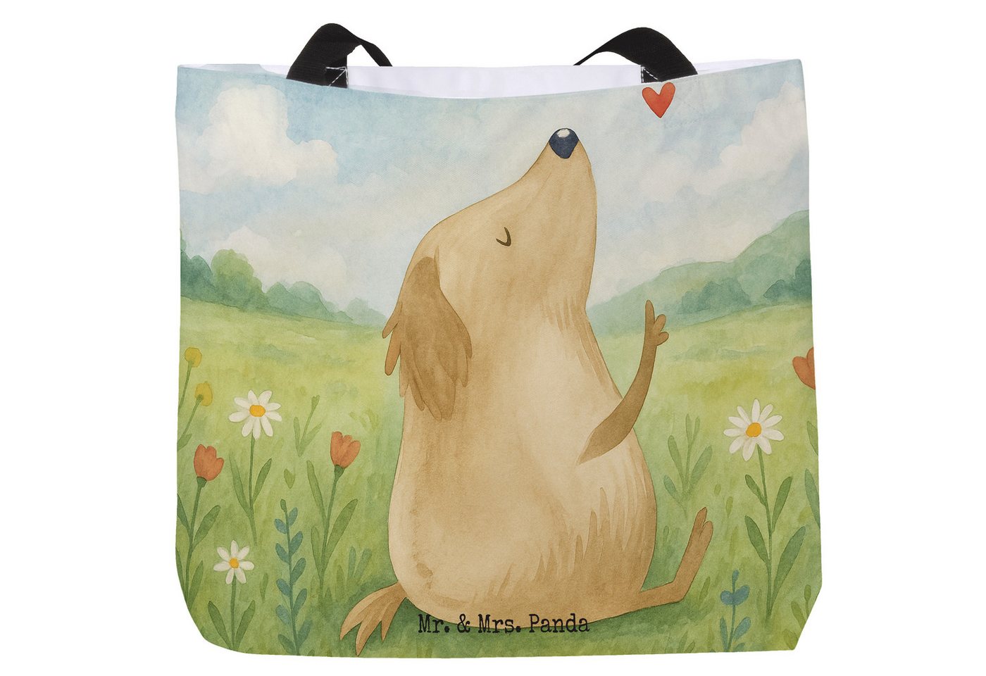 Mr. & Mrs. Panda Shopper Hund Liebe Design, Shopper, Weiß, Schultertasche, Hunde, Herz, Sprüch (Packung, 1-tlg) von Mr. & Mrs. Panda