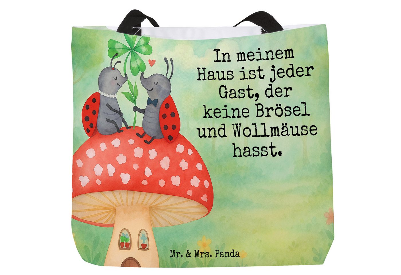 Mr. & Mrs. Panda Shopper Marienkäfer Fliegenpilz Design, Shopper, Weiß, Schultertasche, Wohnun (Packung, 1-tlg) von Mr. & Mrs. Panda