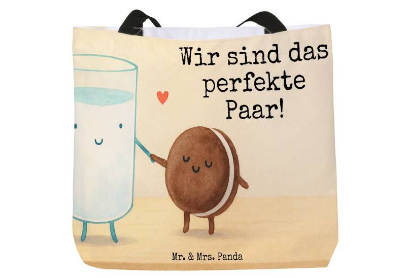 Mr. & Mrs. Panda Shopper Milch Keks Design, Shopper, Weiß, Kekse, Cookie, Schultertasche, Stra (Packung, 1-tlg) von Mr. & Mrs. Panda