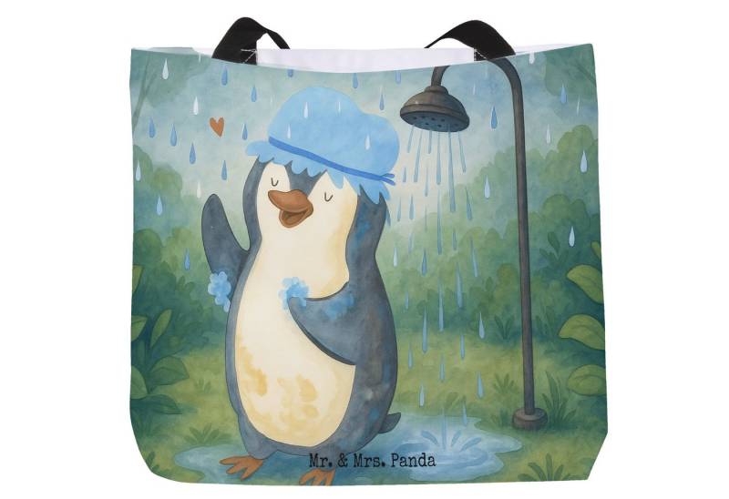 Mr. & Mrs. Panda Shopper Pinguin Duschen Design, Shopper, Weiß, Neustart, Schultertasche, Dusc (Packung, 1-tlg) von Mr. & Mrs. Panda