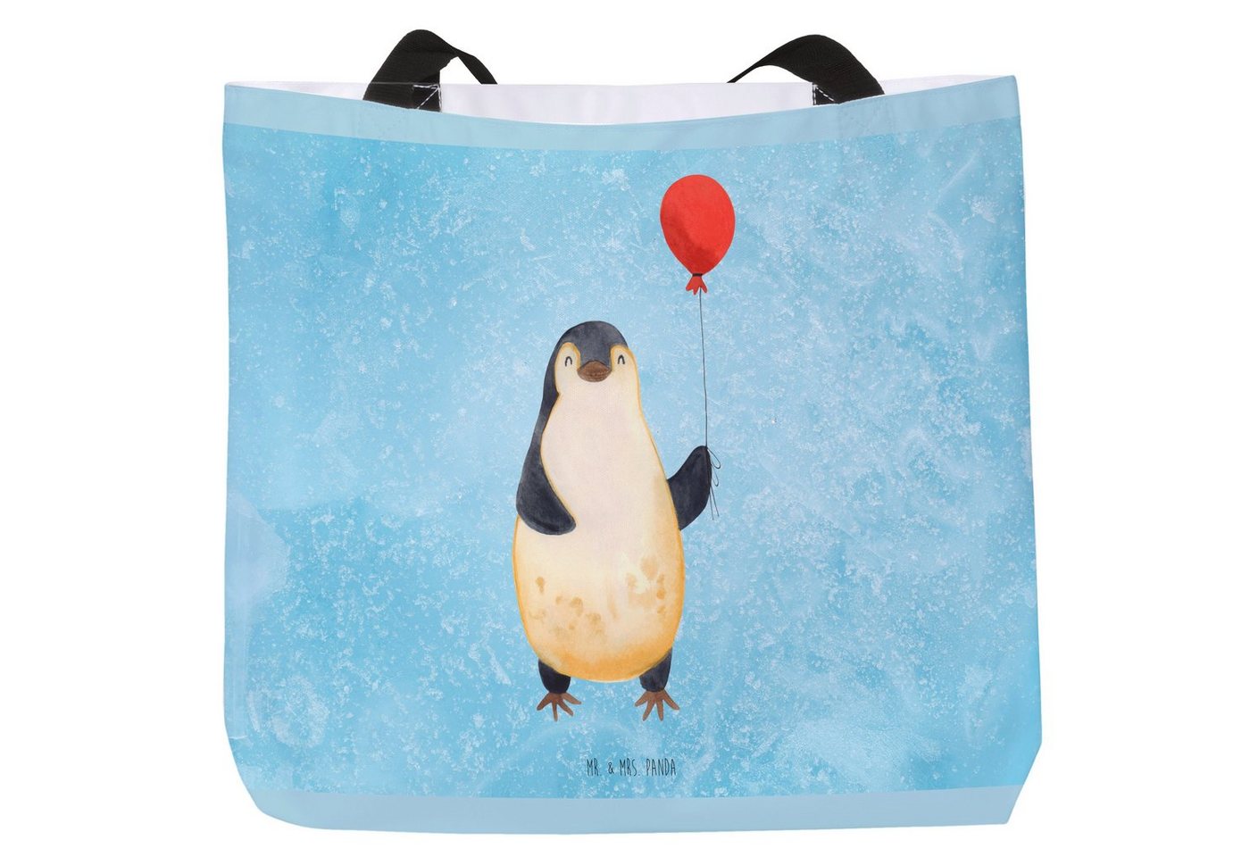 Mr. & Mrs. Panda Shopper Pinguin Luftballon - Eisblau - Geschenk, Kind, Glück, Tasche, Schulbe (1-tlg), Trendiges Design von Mr. & Mrs. Panda