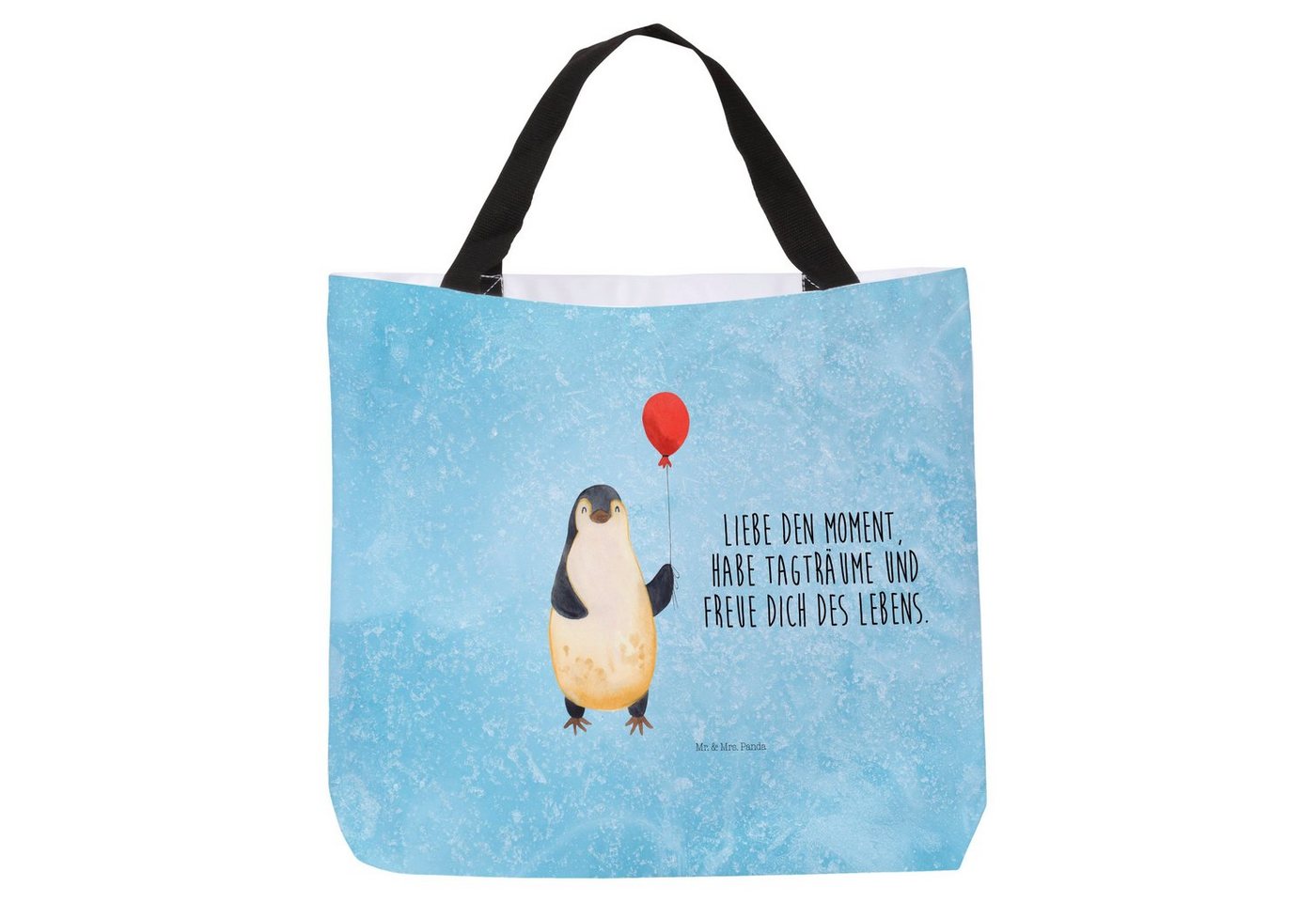 Mr. & Mrs. Panda Shopper Pinguin Luftballon - Eisblau - Geschenk, neues Leben, Schultasche, Tr (1-tlg), Einzigartige Designs von Mr. & Mrs. Panda