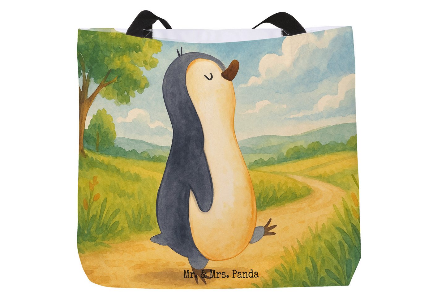 Mr. & Mrs. Panda Shopper Pinguin marschieren Design, Shopper, Weiß, Schultertasche, Stofftasch (Packung, 1-tlg) von Mr. & Mrs. Panda