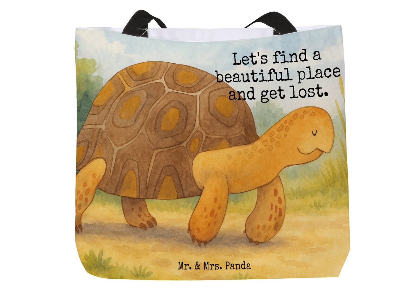 Mr. & Mrs. Panda Shopper Schildkröte Marschieren Design, Shopper, Weiß, Schultertasche, Schild (Packung, 1-tlg) von Mr. & Mrs. Panda