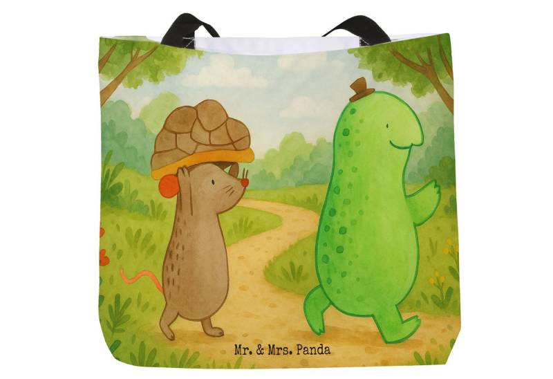 Mr. & Mrs. Panda Shopper Schildkröte Maus Design, Shopper, Weiß, Shopper, Schultertasche, Freu (Packung, 1-tlg) von Mr. & Mrs. Panda