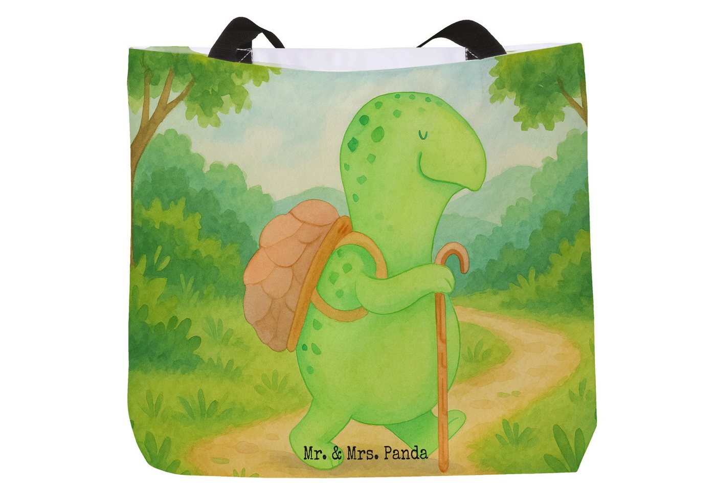 Mr. & Mrs. Panda Shopper Schildkröte Wanderer Design, Shopper, Weiß, Schultertasche, Strandtas (Packung, 1-tlg) von Mr. & Mrs. Panda