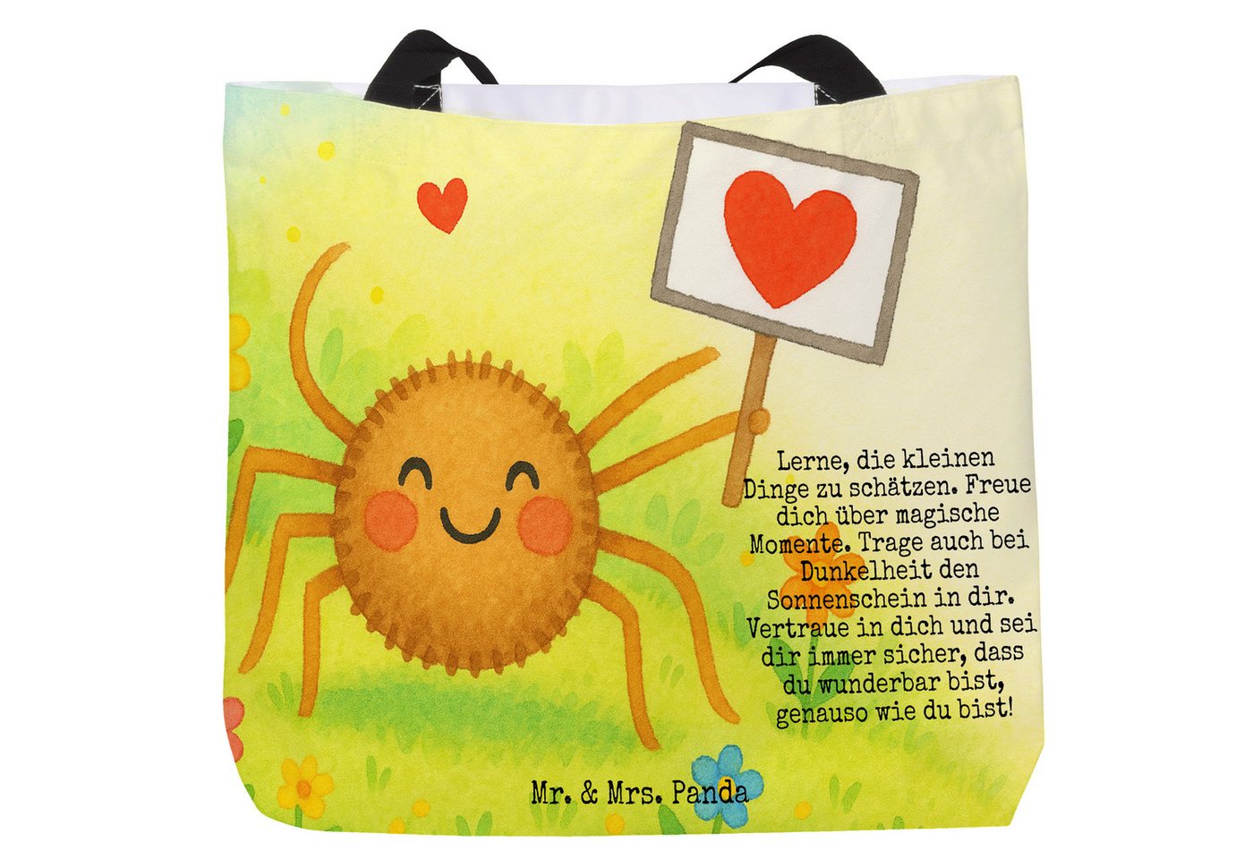 Mr. & Mrs. Panda Shopper Spinne Agathe Motivation Design, Shopper, Weiß, Schultertasche, XL, G (Packung, 1-tlg) von Mr. & Mrs. Panda