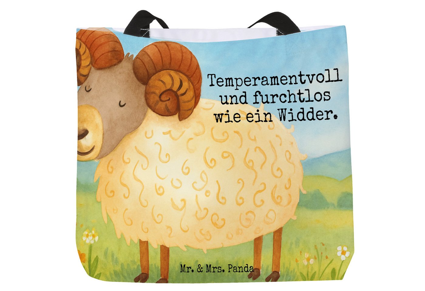 Mr. & Mrs. Panda Shopper Sternzeichen Widder Design, Shopper, Weiß, Schultertasche, Geschenk, (Packung, 1-tlg) von Mr. & Mrs. Panda