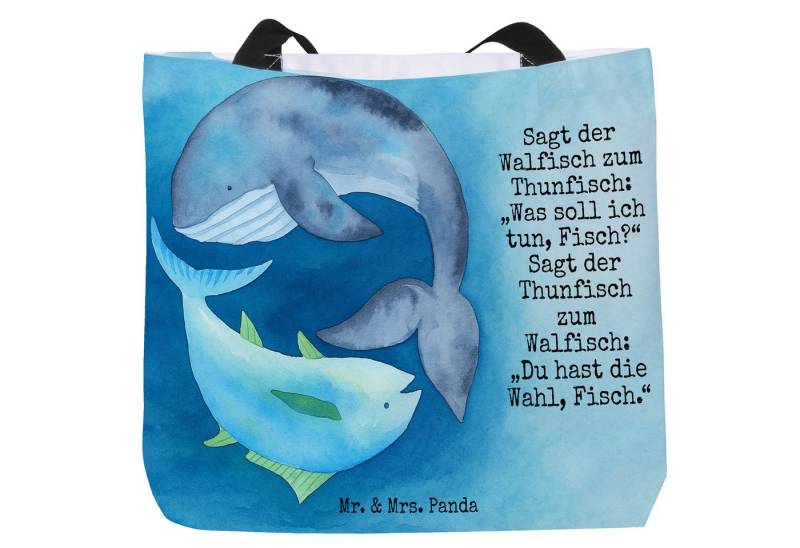 Mr. & Mrs. Panda Shopper Walfisch Thunfisch Design, Shopper, Weiß, Schultertasche, XL, Ausflug (Packung, 1-tlg) von Mr. & Mrs. Panda