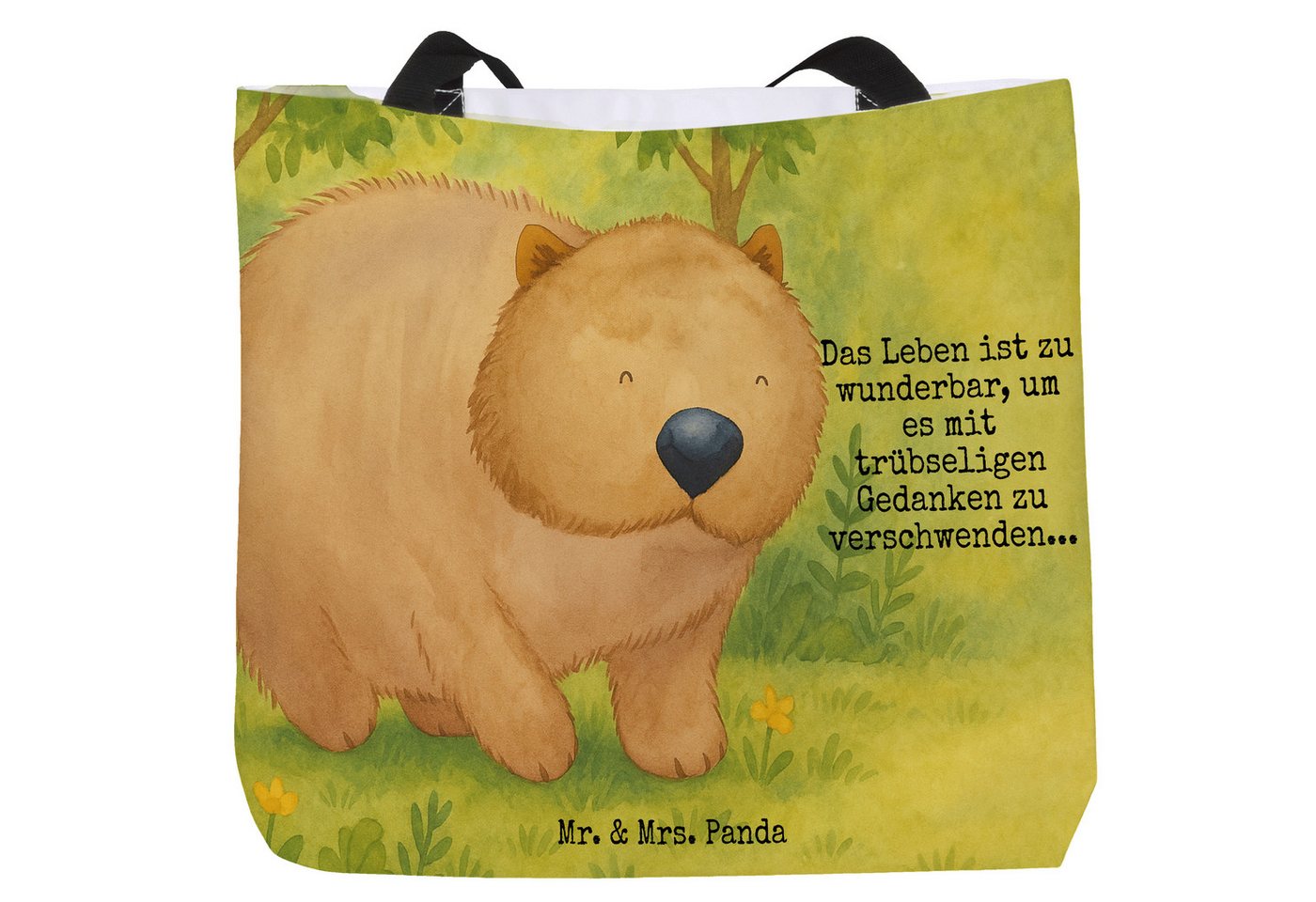 Mr. & Mrs. Panda Shopper Wombat Design, Shopper, Weiß, Beutel, Schultasche, Schultertasche, Au (Packung, 1-tlg) von Mr. & Mrs. Panda