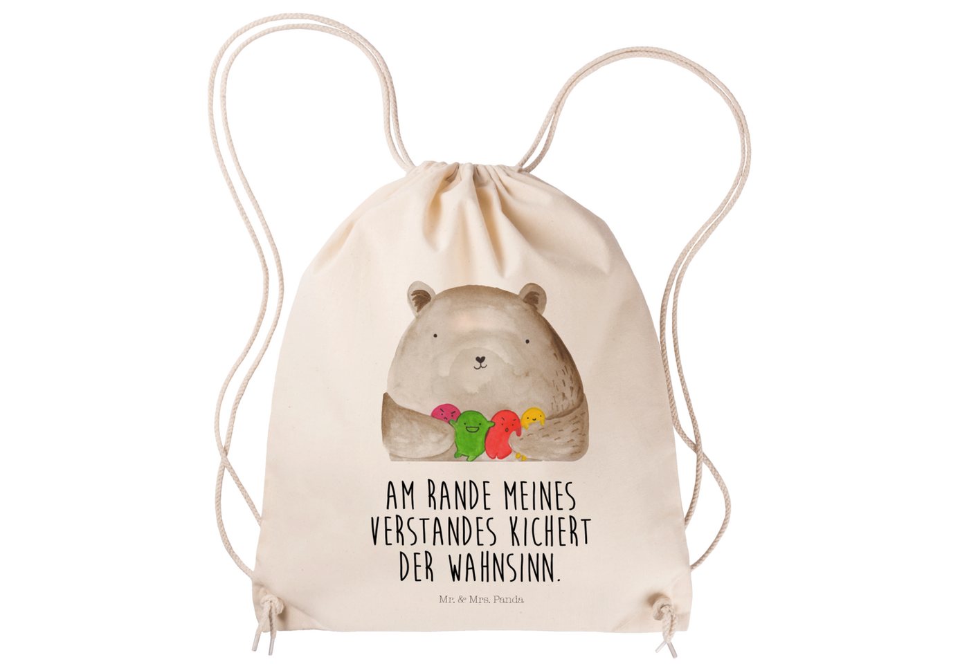 Mr. & Mrs. Panda Sporttasche Bär Gefühl - Transparent - Geschenk, Verrückt, Teddy, Beutel, Tasche, (1-tlg), Pandacharme von Mr. & Mrs. Panda