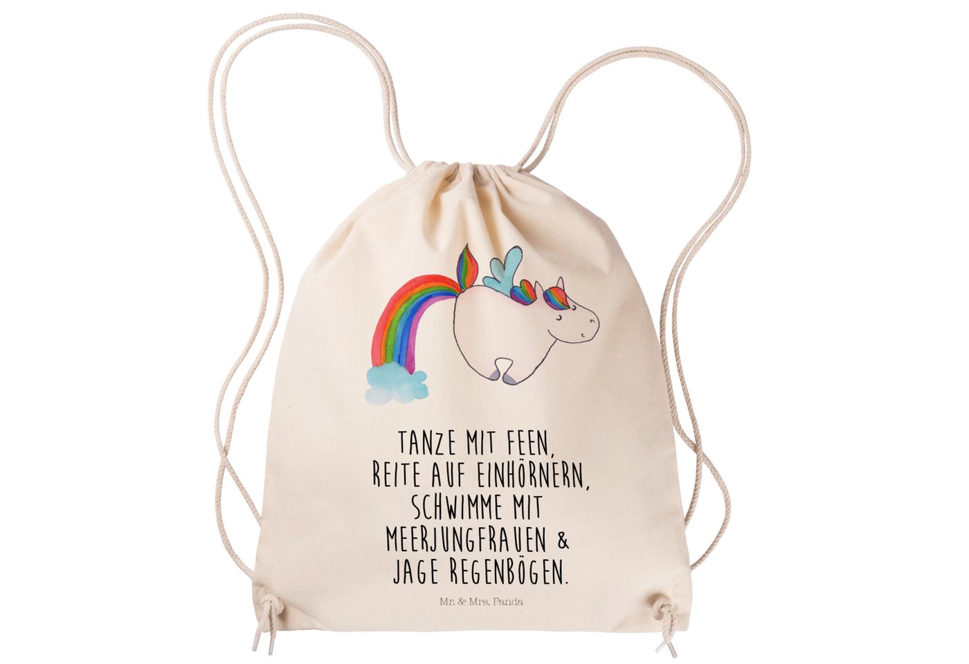 Mr. & Mrs. Panda Sporttasche Einhorn Pegasus - Transparent - Geschenk, Sporttasche, Regenbogen, Sp (1-tlg), Design trifft Funktion von Mr. & Mrs. Panda