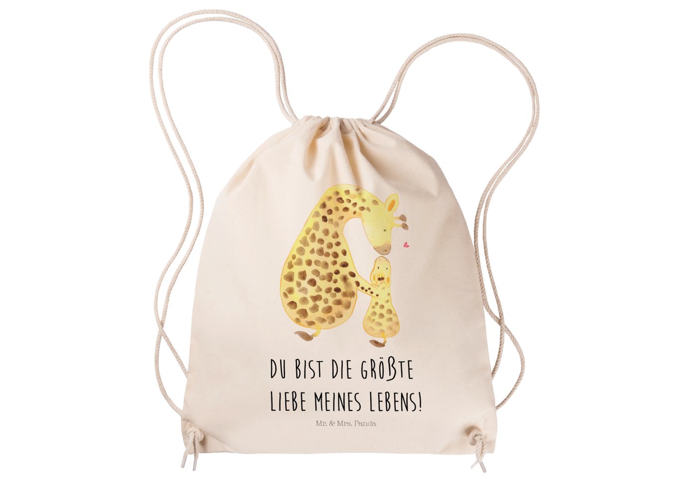 Mr. & Mrs. Panda Sporttasche Giraffe Kind - Transparent - Geschenk, Stoffbeutel, Sohn, Beutel, Tas (1-tlg), Stabile Kordel von Mr. & Mrs. Panda