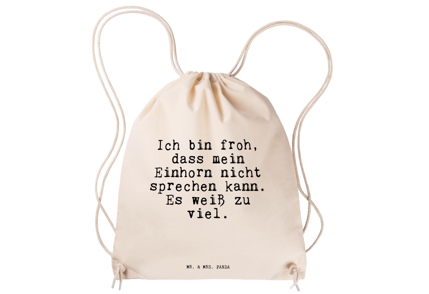 Mr. & Mrs. Panda Sporttasche Ich bin froh, dass... - Transparent - Geschenk, Realität, Zitate, Wei (1-tlg) von Mr. & Mrs. Panda