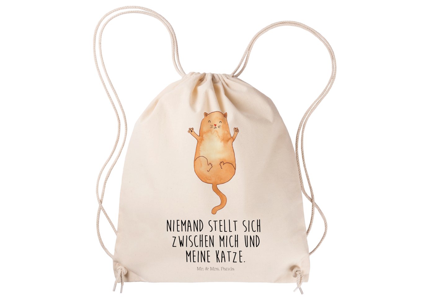 Mr. & Mrs. Panda Sporttasche Katze Umarmen - Transparent - Geschenk, Sportbeutel Kinder, Katzen, S (1-tlg), Design trifft Funktion von Mr. & Mrs. Panda