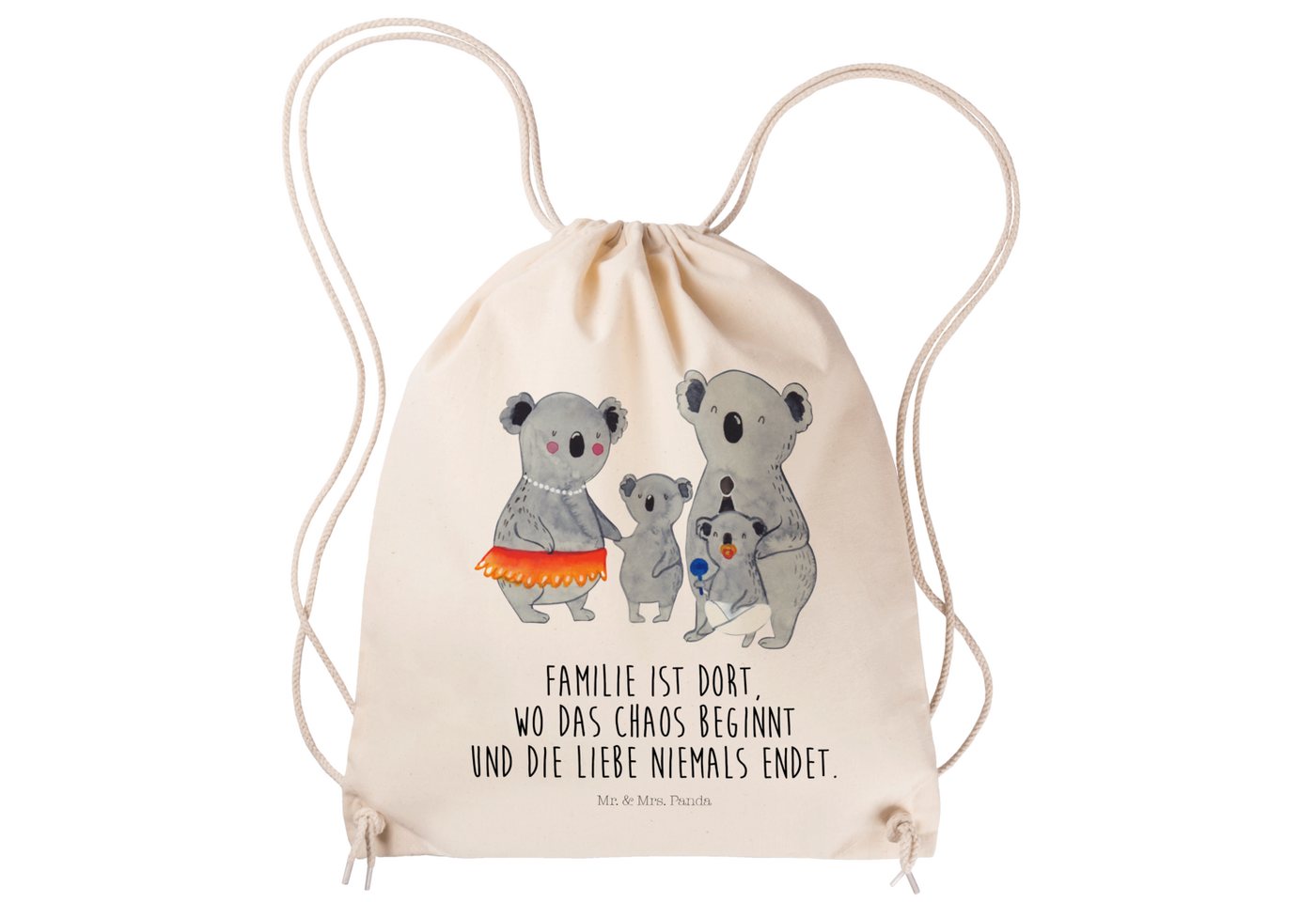 Mr. & Mrs. Panda Sporttasche Koala Familie - Transparent - Geschenk, Kinder, Beutel, Oma, Schweste (1-tlg), Design trifft Funktion von Mr. & Mrs. Panda