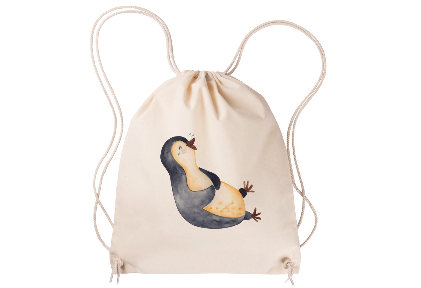 Mr. & Mrs. Panda Sporttasche Pinguin Lachen, Turnbeutel, Transparent, Haha, Pinguine, gym tasche, (Packung, 1-tlg) von Mr. & Mrs. Panda