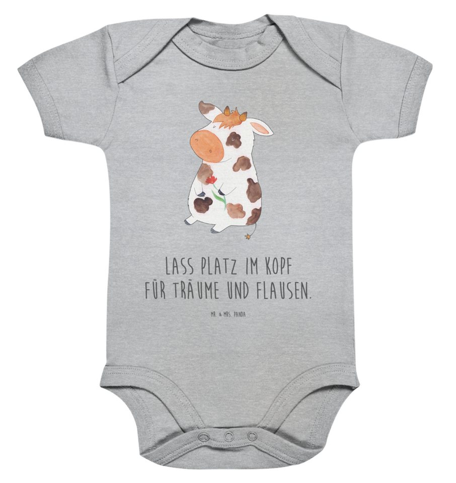Mr. & Mrs. Panda Strampler 18. - 24. Monat Kuh - Heather Grey - Geschenk, Babystrampler, Landwir (1-tlg) von Mr. & Mrs. Panda