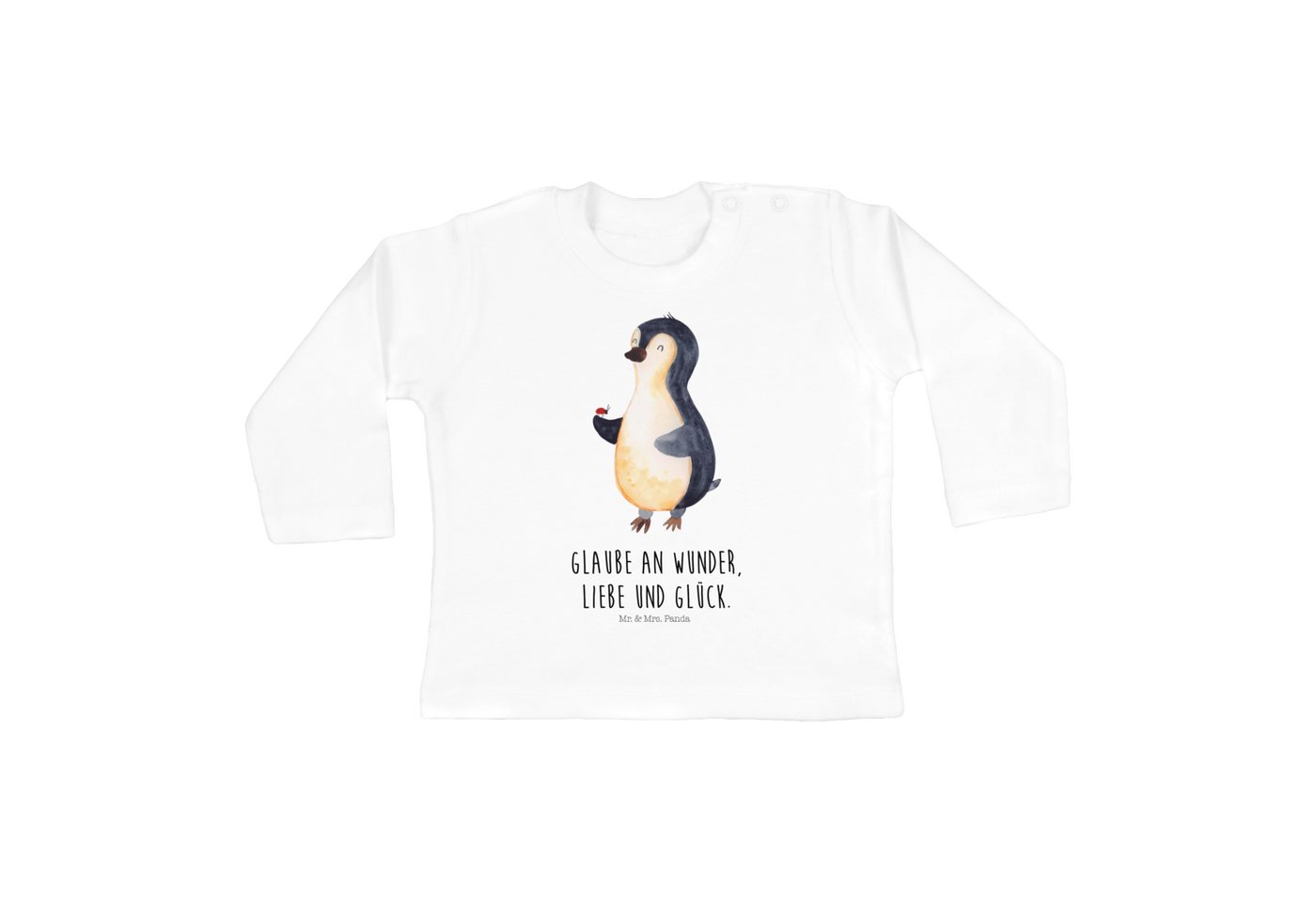 Mr. & Mrs. Panda Strampler Pinguin Marienkäfer - Weiß - Geschenk, Longsleeve, Mädchen, Bio, Baby (1-tlg) von Mr. & Mrs. Panda