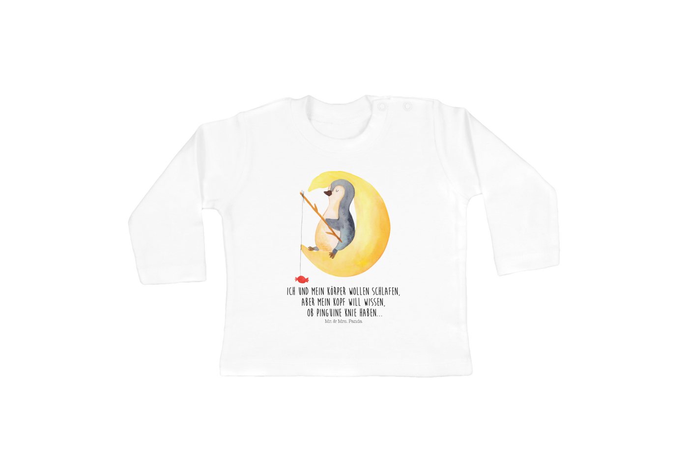 Mr. & Mrs. Panda Strampler Pinguin Mond - Weiß - Geschenk, Baby, Spruch, Langarmshirt, Jungen, E (1-tlg) von Mr. & Mrs. Panda