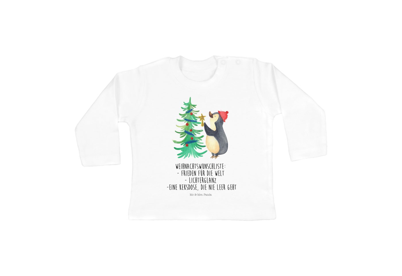 Mr. & Mrs. Panda Strampler Pinguin Weihnachtsbaum - Weiß - Geschenk, Jungen, Mädchen, Weihnachts (1-tlg) von Mr. & Mrs. Panda