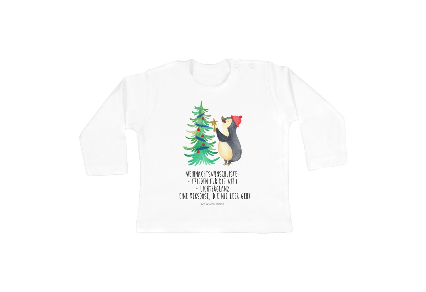 Mr. & Mrs. Panda Strampler Pinguin Weihnachtsbaum - Weiß - Geschenk, Kleidung, Langarm, Weihnach (1-tlg) von Mr. & Mrs. Panda