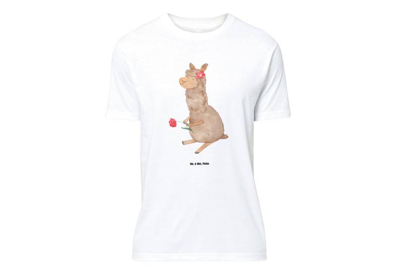 Mr. & Mrs. Panda T-Shirt Alpaka Blume, Größe L T-Shirt, Weiß, Jubiläum, Geschenk, Damen, Gebur (Packung, 1-tlg) von Mr. & Mrs. Panda