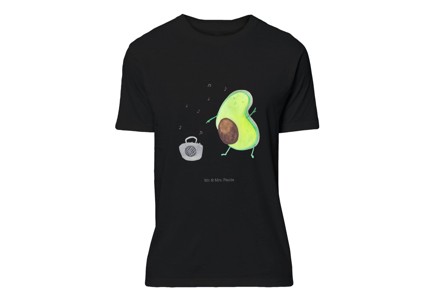 Mr. & Mrs. Panda T-Shirt Avocado tanzt - Schwarz - Geschenk, Musik, Veggie, T-Shirt, Männer, G (1-tlg) von Mr. & Mrs. Panda